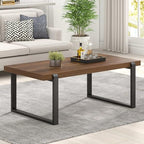 Modern Coffee Table, Rustic Wood and Metal Center Table, Industrial Rectangle Cocktail Tea Table for Living, alternate view 3