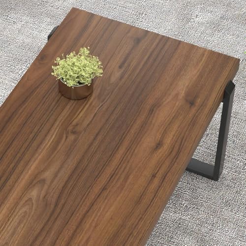 Modern Coffee Table, Rustic Wood and Metal Center Table, Industrial Rectangle Cocktail Tea Table for Living, alternate view 4