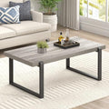 Modern Coffee Table, Rustic Wood and Metal Center Table, Retro Small Cocktail Tea Table for Living Room, Light
