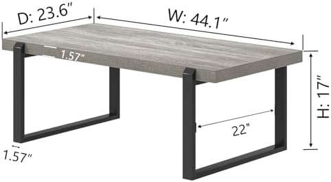 Modern Coffee Table, Rustic Wood and Metal Center Table, Retro Small Cocktail Tea Table for Living Room, Light, alternate