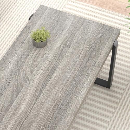 Modern Coffee Table, Rustic Wood and Metal Center Table, Retro Small Cocktail Tea Table for Living Room, Light, alternate