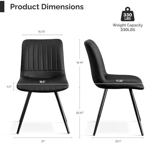 Modern Dining Chairs Set of 2, Dining Chairs with Thick Cushions, PU Leather Upholstered Kitchen Dining Room, alternate view