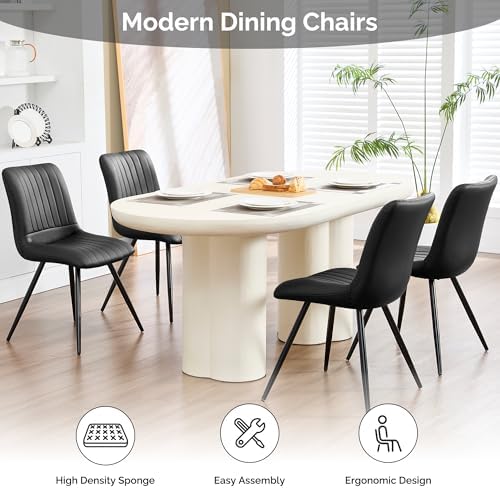 Modern Dining Chairs Set of 2, Dining Chairs with Thick Cushions, PU Leather Upholstered Kitchen Dining Room, alternate view