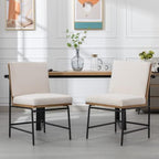 Modern Dining Chairs Set of 2, Upholstered Linen Fabric Dining Room Chairs with Backrests, Armless Kitchen