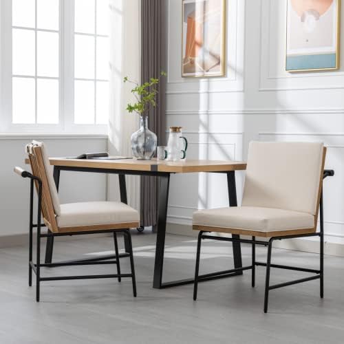 Modern Dining Chairs Set of 2, Upholstered PU Leather Dining Room Chairs with Backrests, Armless Side Chair for, alternate