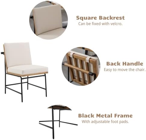 Modern Dining Chairs Set of 2, Upholstered PU Leather Dining Room Chairs with Backrests, Armless Side Chair for, alternate
