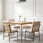 Modern Dining Chairs Set of 4, Linen Upholstered Dining Chairs with Backrests, Armless Dining Room Chairs for