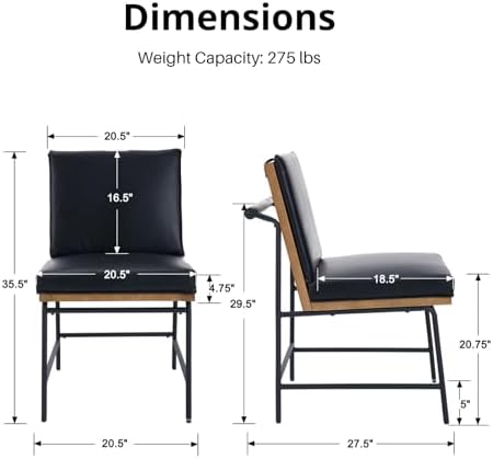 Modern Dining Chairs Set of 4, PU Leather Upholstered Dining Chairs with Backrests, Armless Dining Room Chairs, alternate