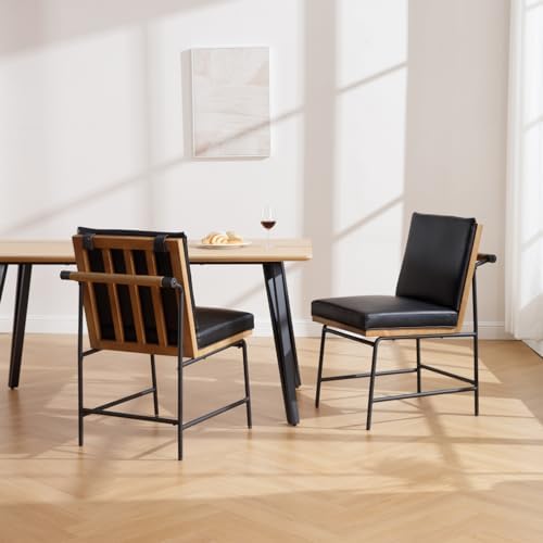 Modern Dining Chairs Set of 4, PU Leather Upholstered Dining Chairs with Backrests, Armless Dining Room Chairs, alternate