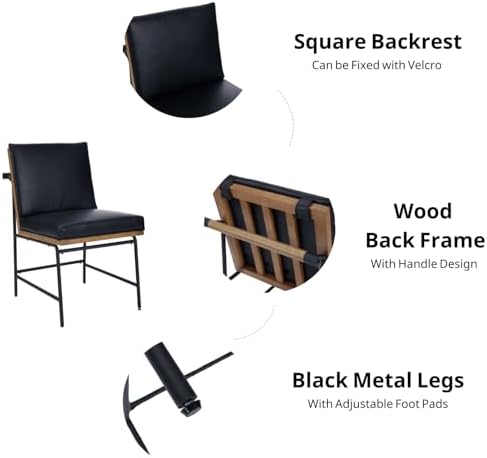 Modern Dining Chairs Set of 4, PU Leather Upholstered Dining Chairs with Backrests, Armless Dining Room Chairs, alternate