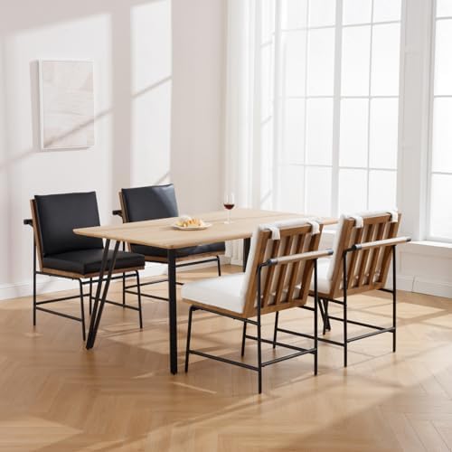 Modern Dining Chairs Set of 4, PU Leather Upholstered Dining Chairs with Backrests, Armless Dining Room Chairs, alternate