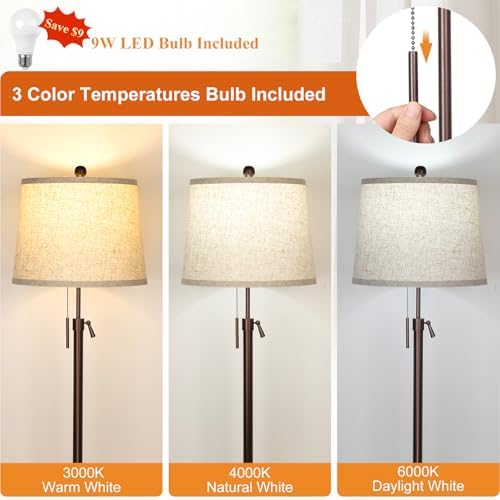 Modern Floor Lamp Adjustable Height Standing Lamp Tall Lamp with 3 Color Temperatures Floor Lamps for Living, alternate view