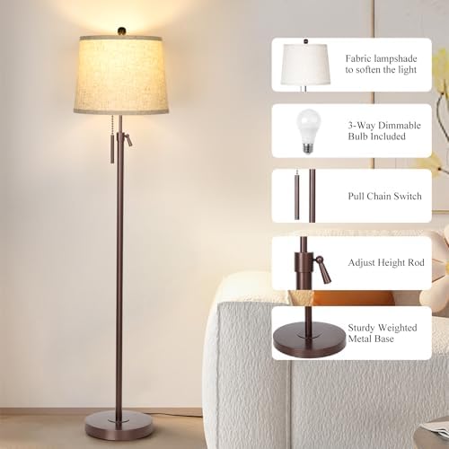 Modern Floor Lamp Adjustable Height Standing Lamp Tall Lamp with 3 Color Temperatures Floor Lamps for Living, alternate view