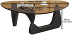 Modern Glass Coffee Table, 44.88" D x 32.28" W x 15.75" H, Abstract Round Tea Tables for Living Room Home Office, alternate