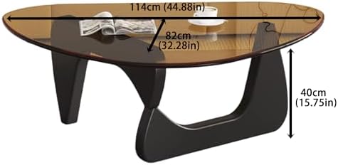 Modern Glass Coffee Table, 44.88" D x 32.28" W x 15.75" H, Abstract Round Tea Tables for Living Room Home Office, alternate