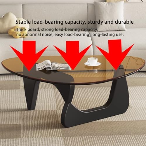 Modern Glass Coffee Table, 44.88" D x 32.28" W x 15.75" H, Abstract Round Tea Tables for Living Room Home Office, alternate