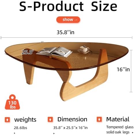 Modern Glass Coffee Table for Living Room, Mid Century Coffee Table, Small Coffee Tables, Suitable for Bedroom, alternate