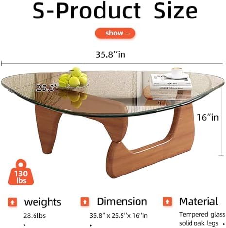 Modern Glass Coffee Table for Living Room, Mid Century Coffee Table, Small Coffee Tables, Suitable for Bedroom, alternate