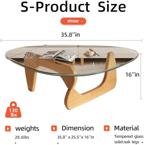 Modern Glass Coffee Table for Living Room, Mid Century Coffee Table, Small Coffee Tables, Suitable for Bedroom, alternate