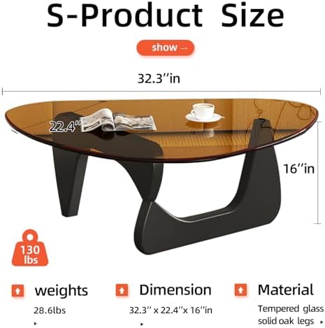 Modern Glass Coffee Table, Mid Century Small Coffee Table, Coffee Table for Living Room, Suitable for Bedroom, alternate view