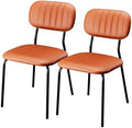 Modern PU Padded Stacking Dining Chair Set of 2 for Home, Brown in Brown