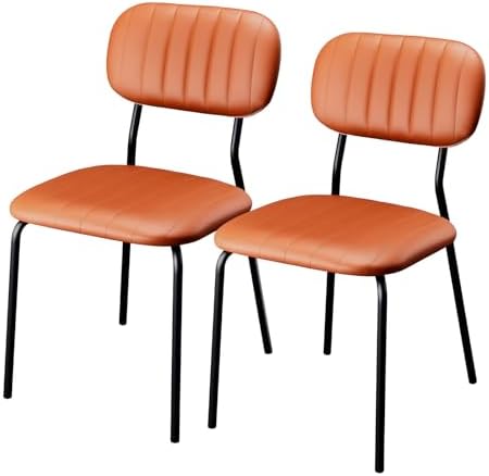 Modern PU Padded Stacking Dining Chair Set of 2 for Home, Brown in Brown
