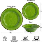 Modern Rustic Melamine Dinnerware Sets, 12-Piece Camping Dishes Set in Green, alternate view 3