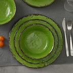 Modern Rustic Melamine Dinnerware Sets, 12-Piece Camping Dishes Set in Green, alternate view 5
