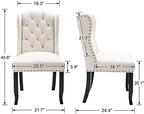 Modern Tufted Dining Chairs Set of 2, Velvet White, alternate view 2