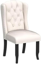Modern Tufted Dining Chairs Set of 2, Velvet White, alternate view 4