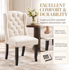Modern Tufted Dining Chairs Set of 2, Velvet White, alternate view 6