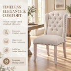 Modern Tufted Dining Chairs Set of 6, Linen Upholstered Dining Room Chairs Armless Guest Side Chair for Kitchen, alternate