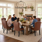 Modern Tufted Dining Chairs Set of 8, PU Brown, alternate view 6