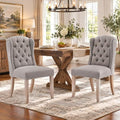 Modern Tufted Wingback Dining Chairs Set of 2, Grey in Set 2 in Linen-grey