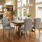 Modern Tufted Wingback Dining Chairs Set of 2, Grey in Set 2 in Linen-grey, alternate view 6