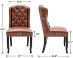 Modern Tufted Wingback Dining Chairs Set of 4, PU Brown, alternate view 2