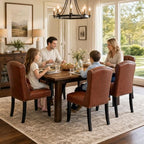 Modern Tufted Wingback Dining Chairs Set of 6, PU Brown, alternate view 6