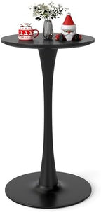 Modern Tulip Round Bar Table, 41” Height Bistro Pub Table, Height Cocktail Bar Table with Metal Base and MDF Top
