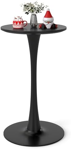 Modern Tulip Round Bar Table, 41” Height Bistro Pub Table, Height Cocktail Bar Table with Metal Base and MDF Top
