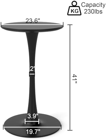 Modern Tulip Round Bar Table, 41” Height Bistro Pub Table, Height Cocktail Bar Table with Metal Base and MDF Top, alternate