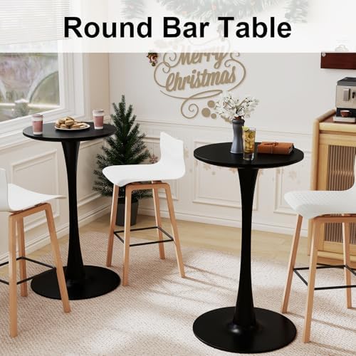 Modern Tulip Round Bar Table, 41” Height Bistro Pub Table, Height Cocktail Bar Table with Metal Base and MDF Top, alternate