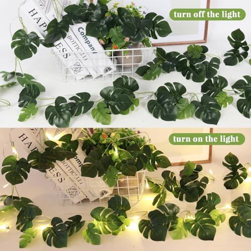 Monstera Leaves String Light 1P 20LED Battery Operated Tropical Ivy, alternate view 3