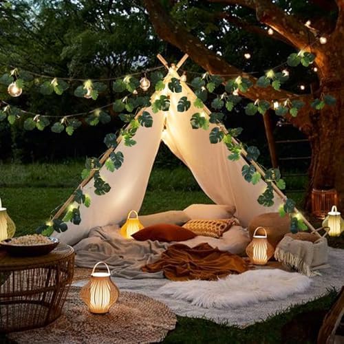 Monstera Leaves String Light 1P 20LED Battery Operated Tropical Ivy, alternate view 6