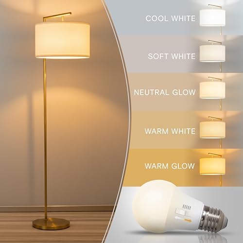 Montage Modern Floor Lamp - LED Standing Lamp with Tan Shade for Living Rooms & Offices - Bedroom Reading Light, alternate