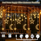 Moon Star Curtain String Lights, 11.5ft 120LED Moon Fairy Lights Decor, alternate view 4