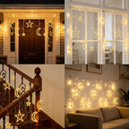 Moon Star Curtain String Lights, 11.5ft 120LED Moon Fairy Lights Decor, alternate view 6