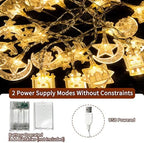 Moon Star String Lights,10 FT 20 LED Star Fairy Lights Ramadan Lights Decor, alternate view 4