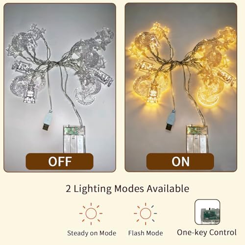 Moon Star String Lights,10 FT 20 LED Star Fairy Lights Ramadan Lights Decor, alternate view 5