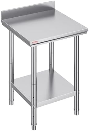Mophorn Stainless Steel Table Work Table 24 x 24 x 34 Inch Commercial Food Prep Worktable Heavy Duty Prep