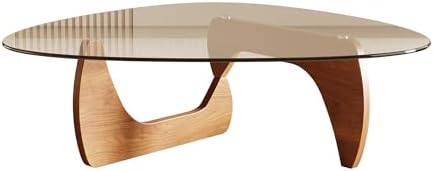 Morden Coffee Table, 42.5" x 28.5" x 16.1" Triangle Tempered Glass Top for Living Room, Color: Natural Wood, alternate view 6